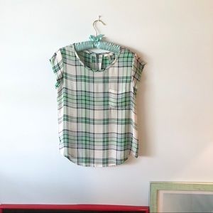 Joie Plaid Silk Blouse XS